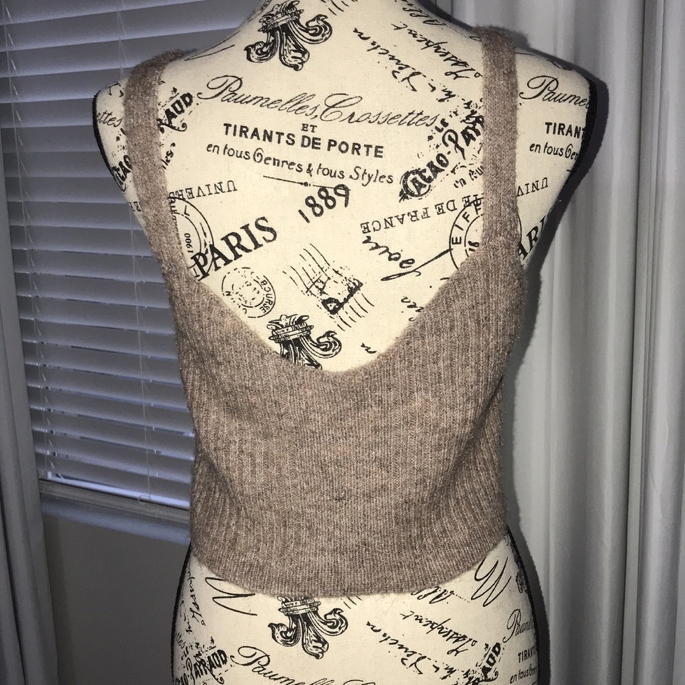 Boho Fuzzy Crop Top Tan Brown Xl - Picture 4 of 4